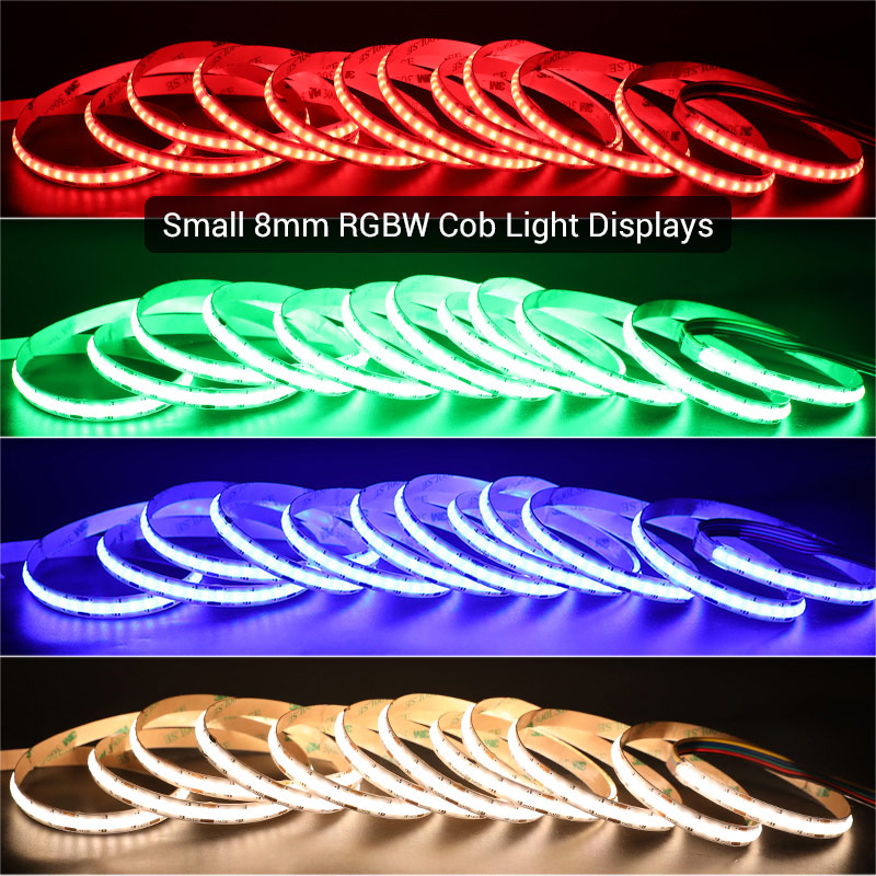 Small 8mm RGBW Cob Under Cabinet Lighting 24V LED Color Changing Closet Light Strip Small 8mm RGBW Cob Under Cabinet Lighting 24V LED Color Changing Closet Light Strip