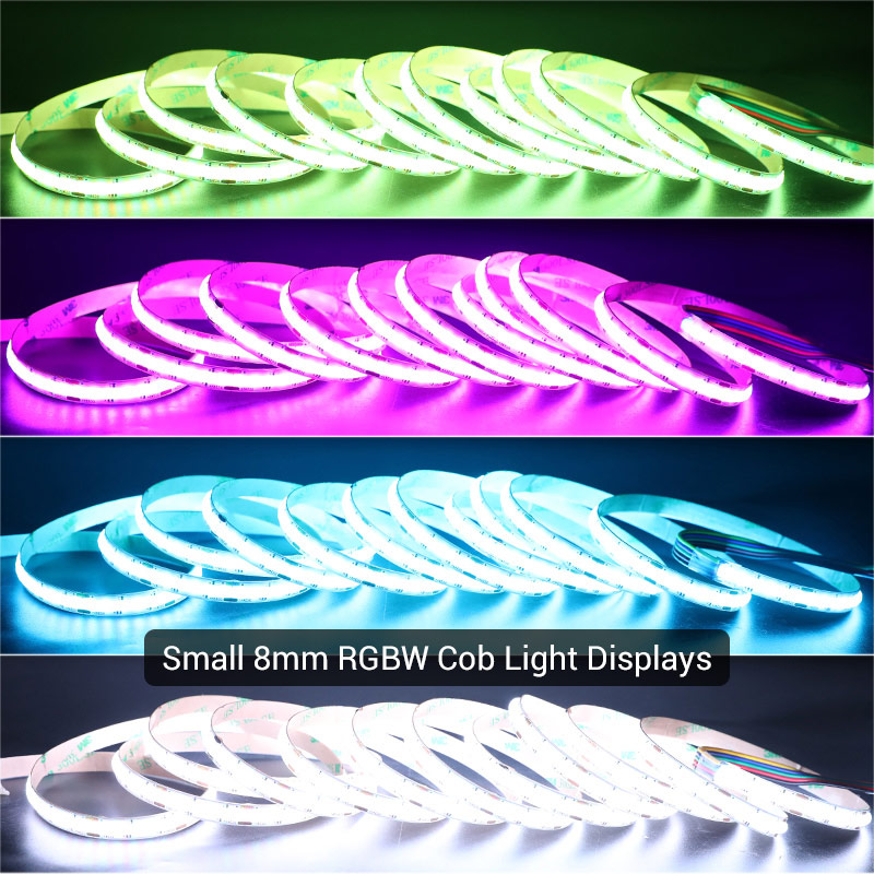 Small 8mm RGBW Cob Under Cabinet Lighting 24V LED Color Changing Closet Light Strip Small 8mm RGBW Cob Under Cabinet Lighting 24V LED Color Changing Closet Light Strip