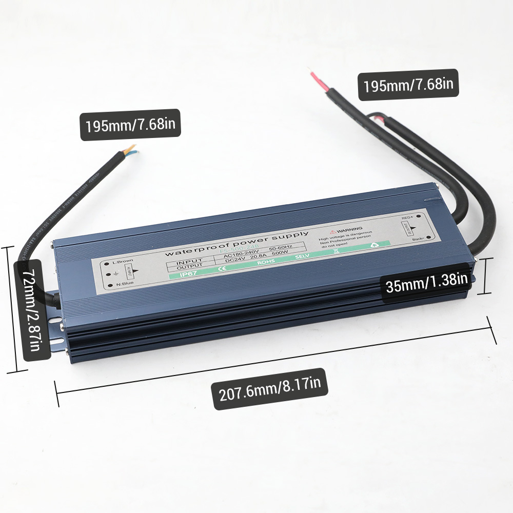 AC220V 500W20.8A DC24V Ultra Slim Constant Voltage Outdoor Waterproof IP67 LED Power Supply For Outdoor Waterproof LED Lights AC220V 500W20.8A DC24V Ultra Slim Constant Voltage Outdoor Waterproof IP67 LED Power Supply For Outdoor Waterproof LED Lights