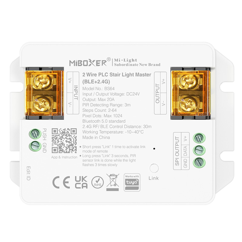 BS64 DC24V RF 2 Draht Tuya Treppen LED Licht Controller Bluetooth