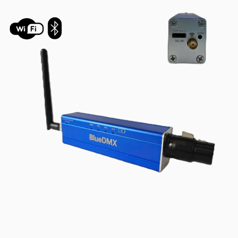 Wireless Battery Powered ArtNet WiFi Bluetooth DMX512 Controller with USB Port BLUEDMX Wireless Battery Powered ArtNet WiFi Bluetooth DMX512 Controller with USB Port BLUEDMX