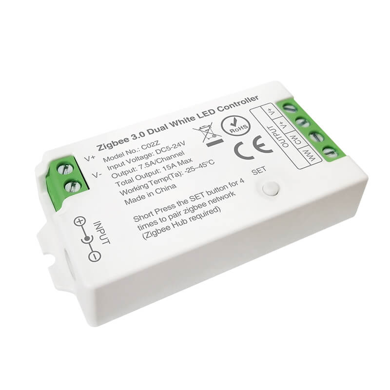 C02Z Zigbee stmívatelný CCT dvojitý bílý LED ovladač C02Z Zigbee stmívatelný CCT dvojitý bílý LED ovladač