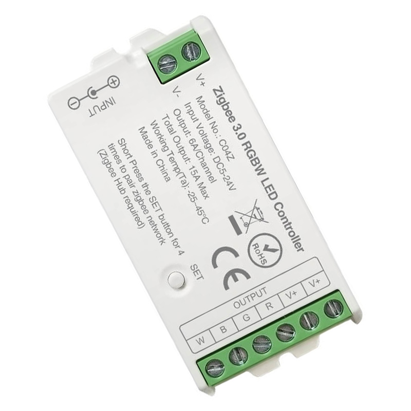 C04Z 5 to 24VDC Dimmable Zigbee RGBW LED Strip Controller C04Z 5 to 24VDC Dimmable Zigbee RGBW LED Strip Controller