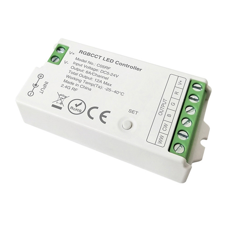 C05RF stmívatelný RF RGB CCT LED ovladač pro RGBCCT LED pásky C05RF stmívatelný RF RGB CCT LED ovladač pro RGBCCT LED pásky