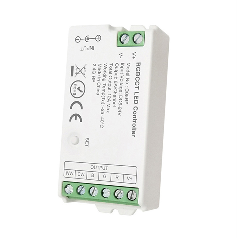 C05RF stmívatelný RF RGB CCT LED ovladač pro RGBCCT LED pásky C05RF stmívatelný RF RGB CCT LED ovladač pro RGBCCT LED pásky