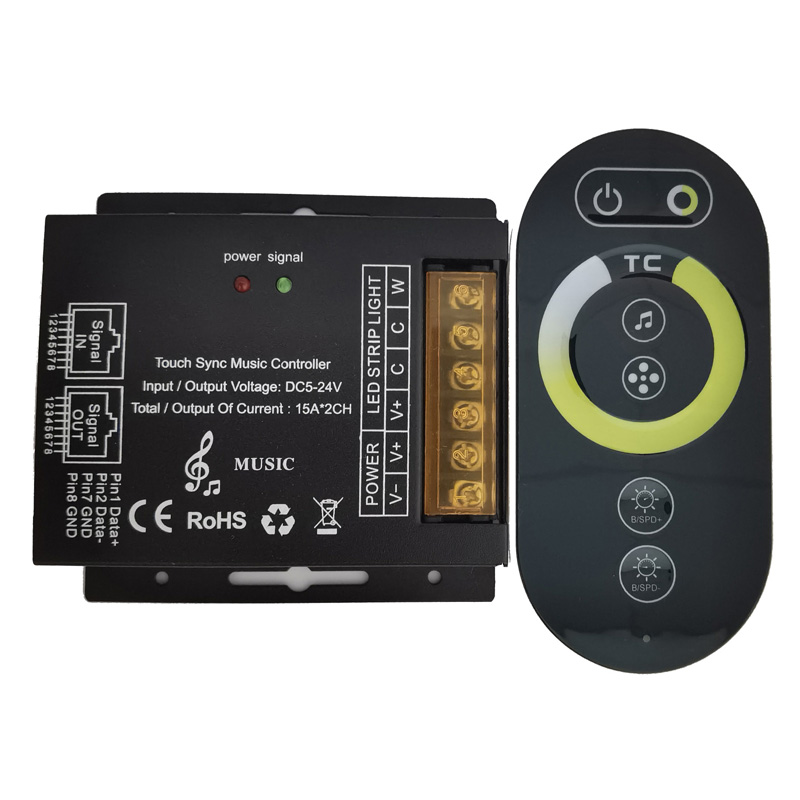 DC12/24V Max 24A 294W, Universal with RJ45 Interface SYNC With Touch Panel 2.4GHz wireless RF Double White touch controller For led lighting DC12/24V Max 24A 294W, Universal with RJ45 Interface SYNC With Touch Panel 2.4GHz wireless RF Double White touch controller For led lighting