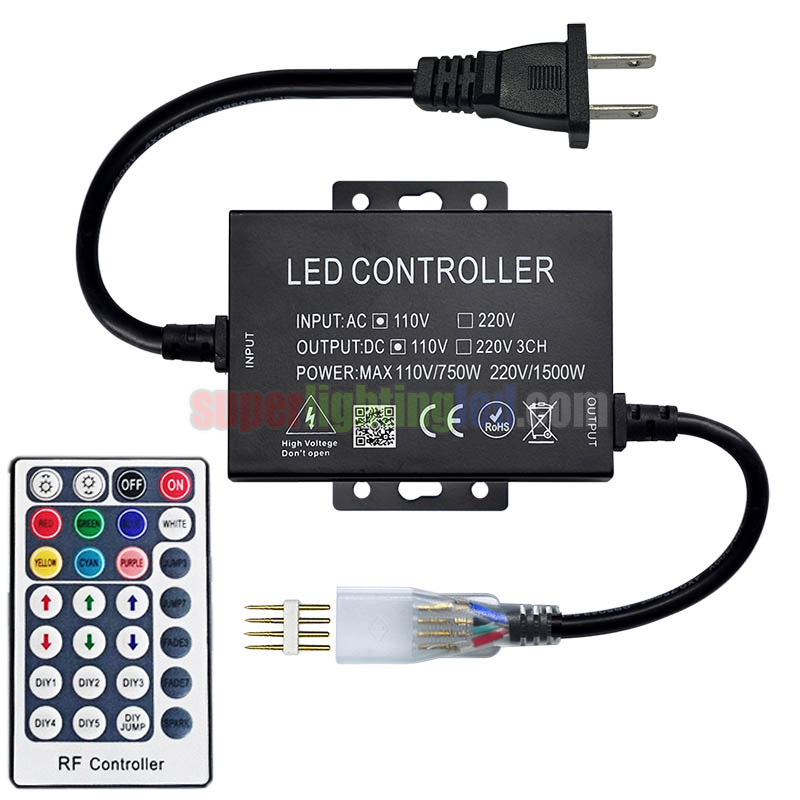 AC110V/220V 1500W 20Keys RF RGB led controller,For Swimming pool,Fence lighting project,Connect 120V,164Ft High voltage 5050 RGB LED strip AC110V/220V 1500W 20Keys RF RGB led controller,For Swimming pool,Fence lighting project,Connect 120V,164Ft High voltage 5050 RGB LED strip