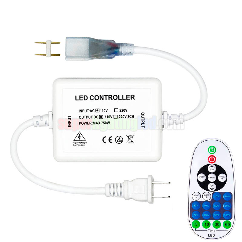 AC110-220V 750W, RF 23Keys LED Dimmer Controller, Road lighting, Bridge Lighting, Connect 110V 220V High Voltage Single Color LED Strip, LED Neon Flex Rope Light
