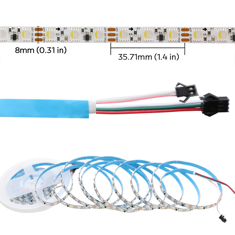 DC12V TM1824 SK6812 RGBW schmale adressierbare LED-Streifen-Lichter 8mm Breite DC12V TM1824 SK6812 RGBW schmale adressierbare LED-Streifen-Lichter 8mm Breite