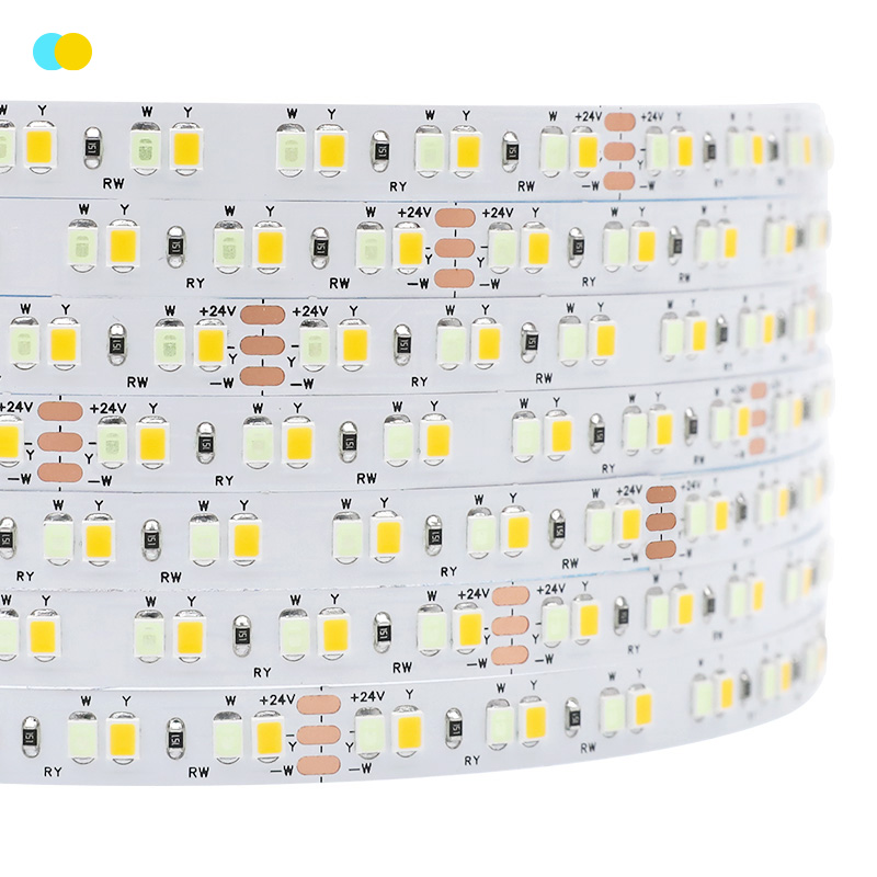 DC24V 2835 Modré a žluté dvoubarevné LED páskové osvětlení 840 LED diod DC24V 2835 Modré a žluté dvoubarevné LED páskové osvětlení 840 LED diod
