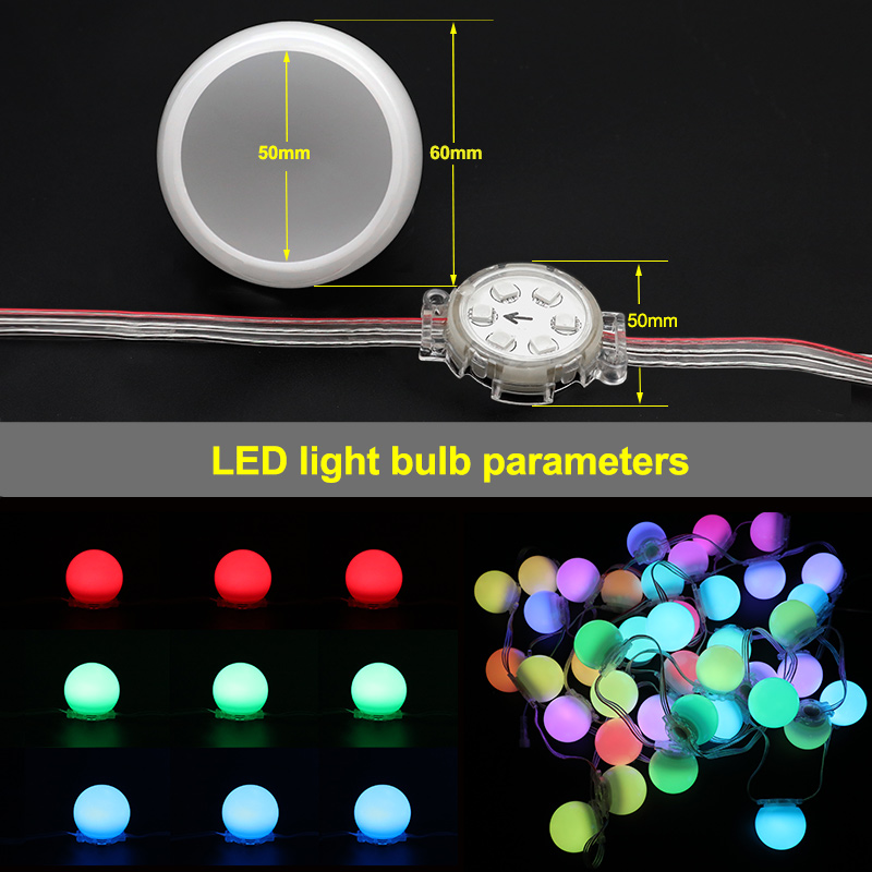 DC24V 5cm Basis Außen WS2811 Smart Farbe LED Kugel Lichterkette DC24V 5cm Basis Außen WS2811 Smart Farbe LED Kugel Lichterkette