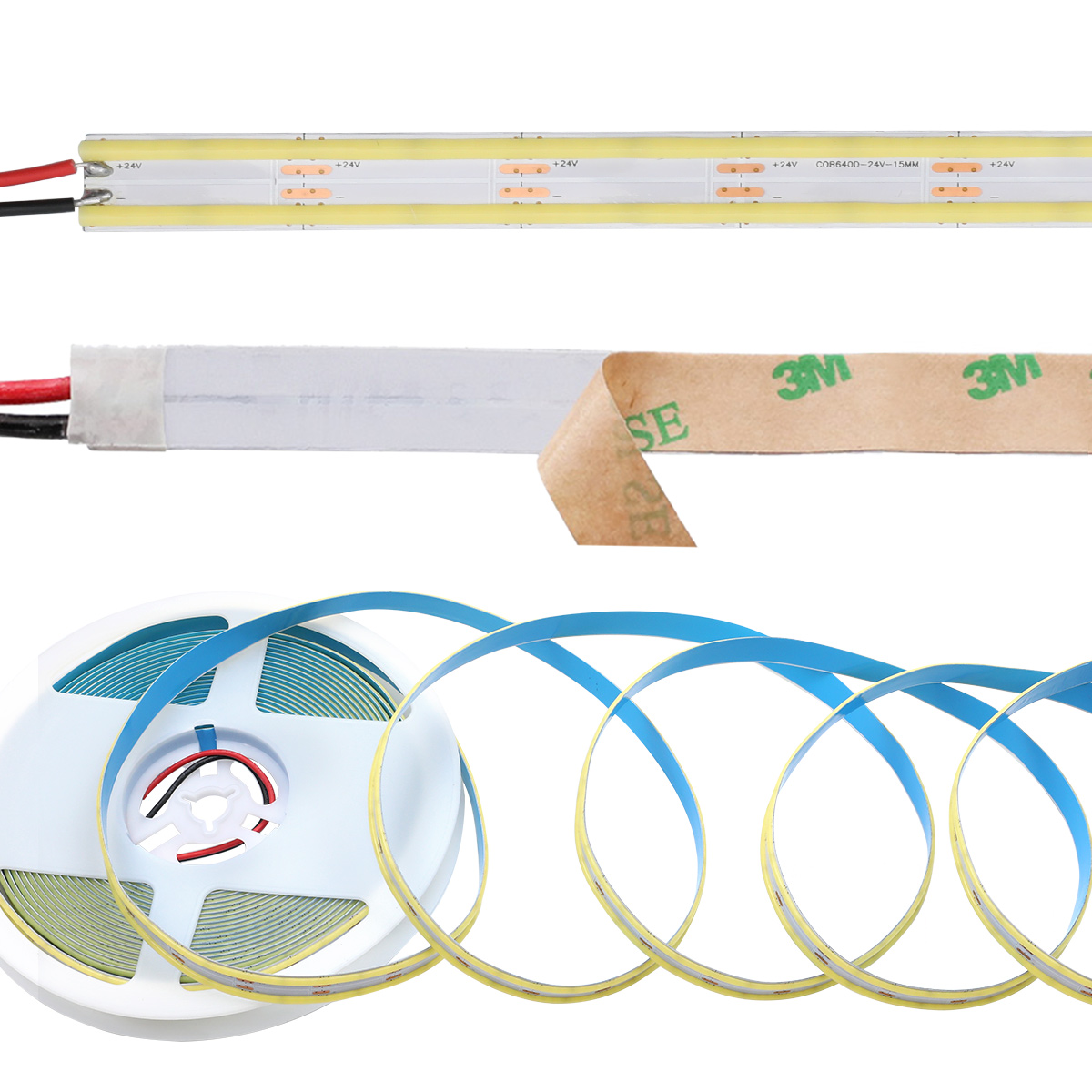 DC24V bílé COB dvouřadé LED páskové světlo Navrženo pro 15mm hliníkový profil DC24V bílé COB dvouřadé LED páskové světlo Navrženo pro 15mm hliníkový profil