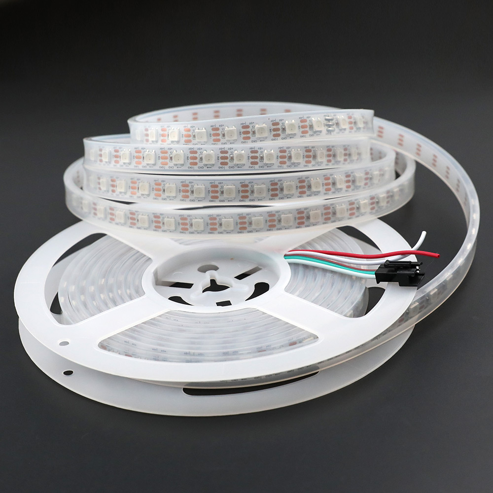 WS2812B DC5V Series Flexible LED Strip Lights, Programmable Pixel Full Color Chasing, Outdoor Waterproof Optional, 370LEDs 16.4ft Per Reel By Sale WS2812B DC5V Series Flexible LED Strip Lights, Programmable Pixel Full Color Chasing, Outdoor Waterproof Optional, 370LEDs 16.4ft Per Reel By Sale