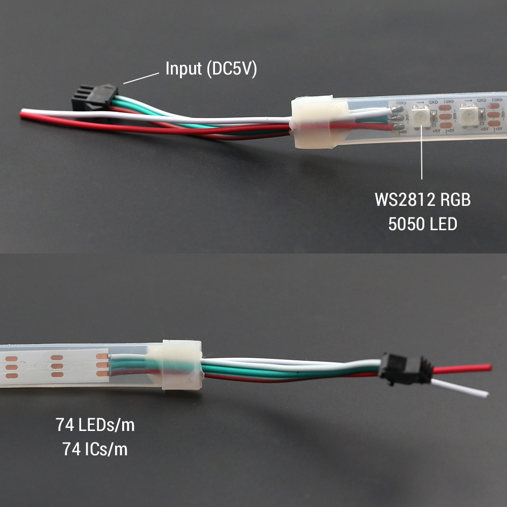 WS2812B DC5V Series Flexible LED Strip Lights, Programmable Pixel Full Color Chasing, Outdoor Waterproof Optional, 370LEDs 16.4ft Per Reel By Sale WS2812B DC5V Series Flexible LED Strip Lights, Programmable Pixel Full Color Chasing, Outdoor Waterproof Optional, 370LEDs 16.4ft Per Reel By Sale