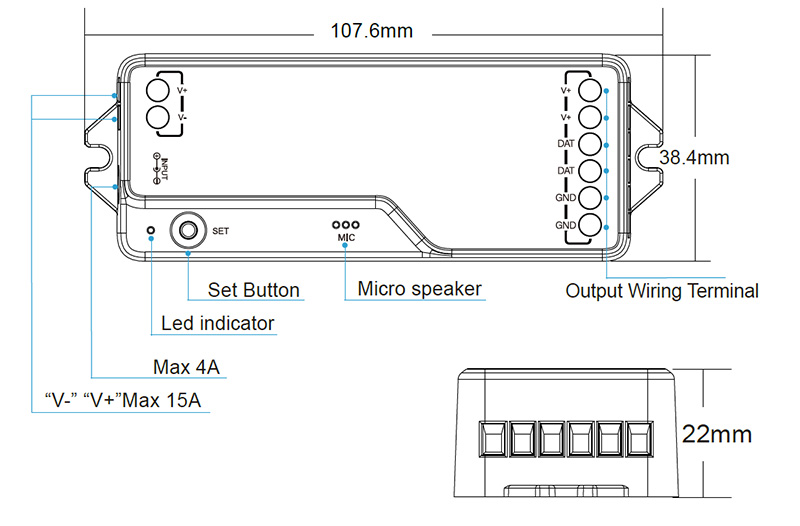 DR03W WiFi Tuya adressierbarer RGB-LED-Streifen-Controller Diagramm