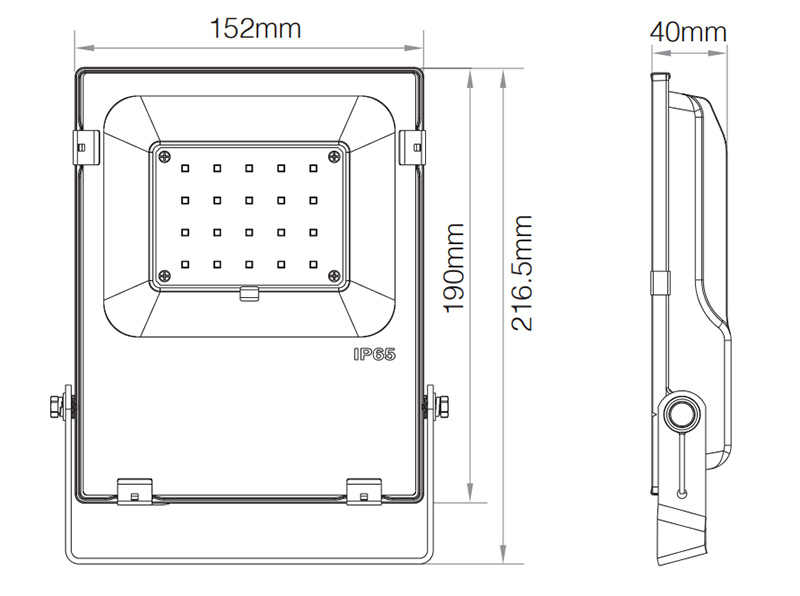 FL02Z RF bezdrátové dálkové ovládání RGB CCT Zigbee venkovní zaplavovací světlo 20W Velikost