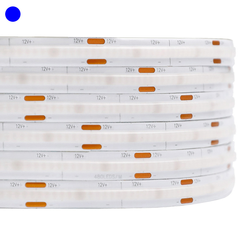 Vysoké CRI 90 FOB 384 čipů/M modrá barva světla Flexibilní COB LED pásková světla – DC12/24V – 16.4 stop/5 m na roli
