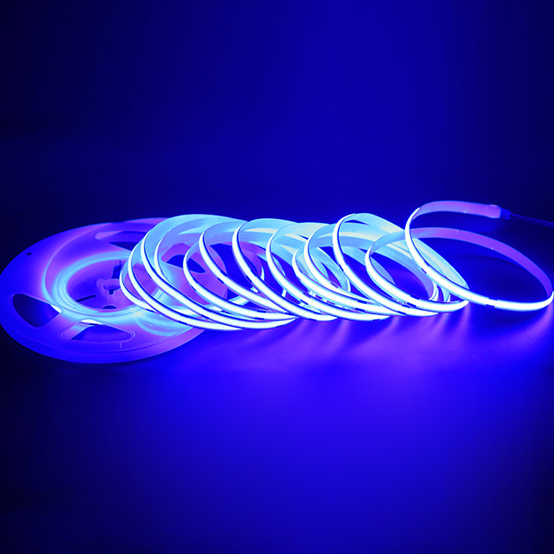 High CRI 90 FOB 384 Chips/M Blue Color Light Flexible COB LED Strip Lights - DC12/24V - 16.4ft/5m per Roll High CRI 90 FOB 384 Chips/M Blue Color Light Flexible COB LED Strip Lights - DC12/24V - 16.4ft/5m per Roll