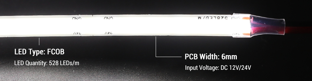 Slim Bright LED COB Dotless Strip | FSLCOB-528W6 | SuperLightingLED