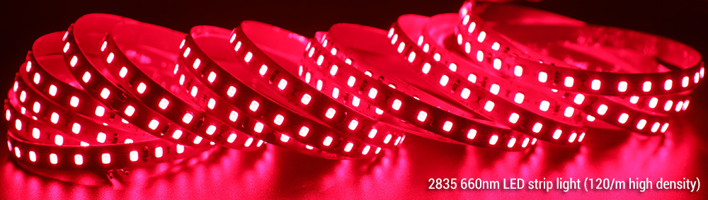Fine Pitch 8mm 660nm Deep Red 2835 600 LEDs Strip Lights