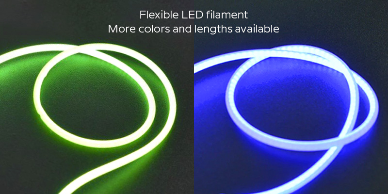Flexibilní vlákno COB LED 3V zelené a modré barvy