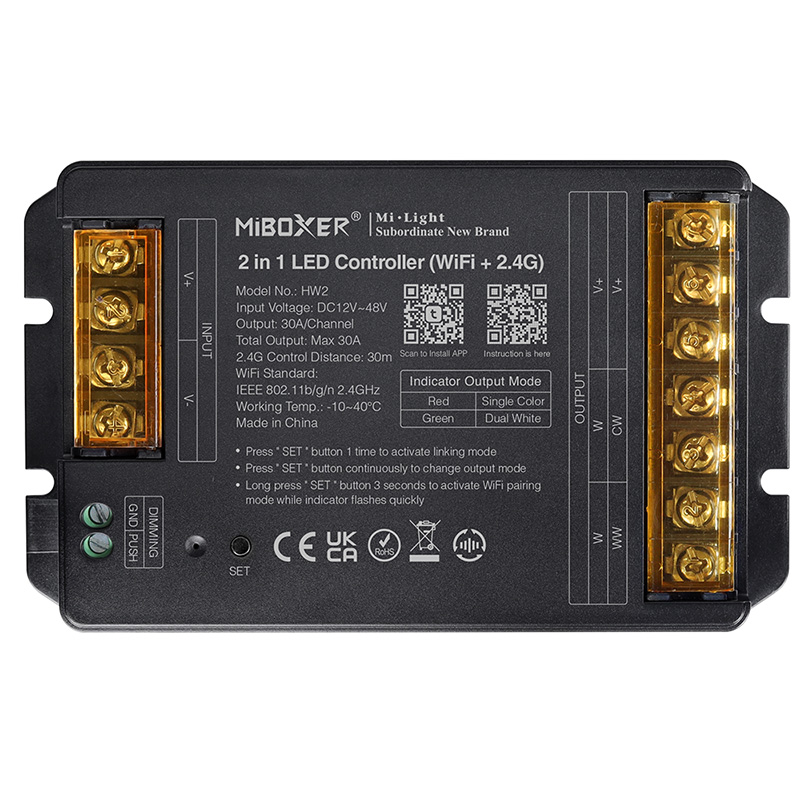 HW2 30A Tuya CCT LED světelné proužky Bluetooth WiFi ovladač HW2 30A Tuya CCT LED světelné proužky Bluetooth WiFi ovladač