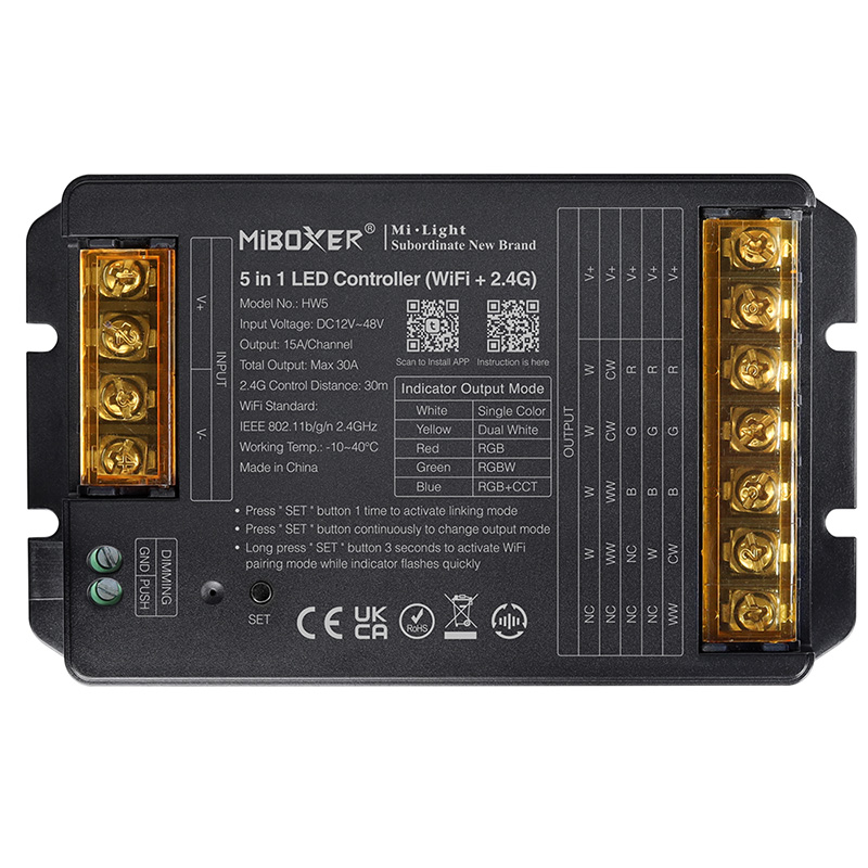 HW5 30A RF 5v1 Tuya Bluetooth WiFi LED páskový ovladač HW5 30A RF 5v1 Tuya Bluetooth WiFi LED páskový ovladač