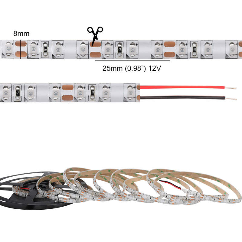 Jednořadá řada DC12/24V 2835SMD 600LEDs Flexibilní LED pásek Světla Domácí osvětlení Vodotěsné IP65 16.4 stop na cívku Prodejem