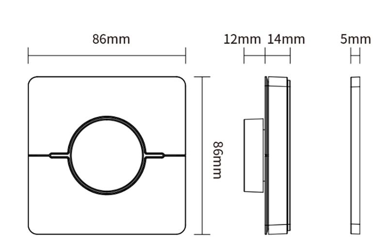 K0S RF 4 Zone CCT Rotary LED Panel Fernbedienung Dimmer Größe