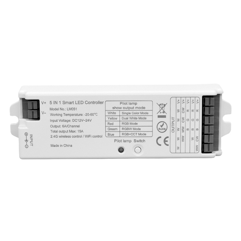 LM051 5v1 12 až 24V DC stmívač LED světelný pásek RF ovladač LM051 5v1 12 až 24V DC stmívač LED světelný pásek RF ovladač