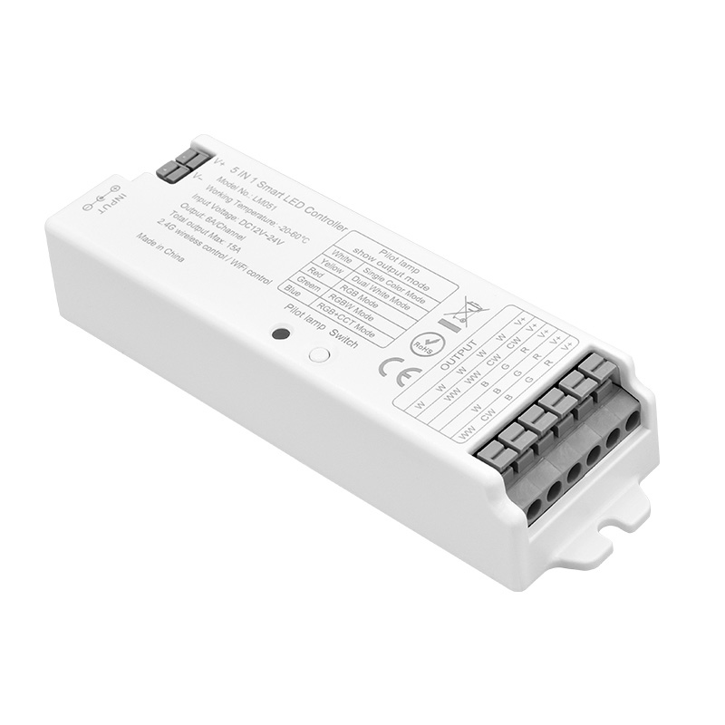 LM051 5v1 12 až 24V DC stmívač LED světelný pásek RF ovladač LM051 5v1 12 až 24V DC stmívač LED světelný pásek RF ovladač