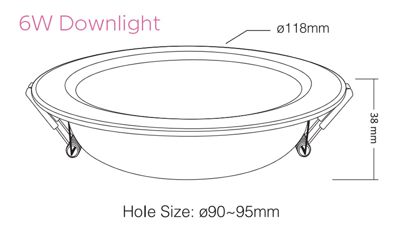 LM070B RF Bluetooth Mesh RGB CCT 6W LED zapuštěné stropní svítidlo Vel