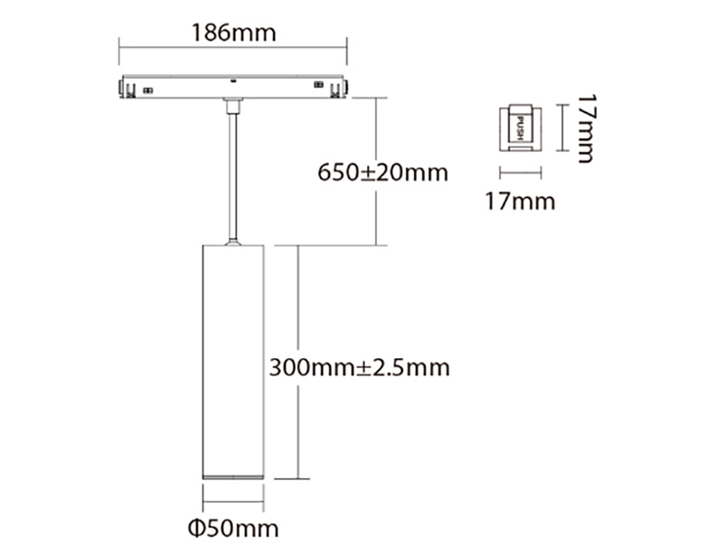 MC5-09B-ZR RF 9W Zigbee RGBCCT LED magnetické závěsné světlo Velikost
