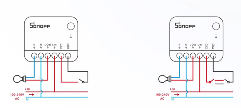 MINIR4 MINI LED-Licht WiFi Relaisschaltermodul für Smart Home Diagramm