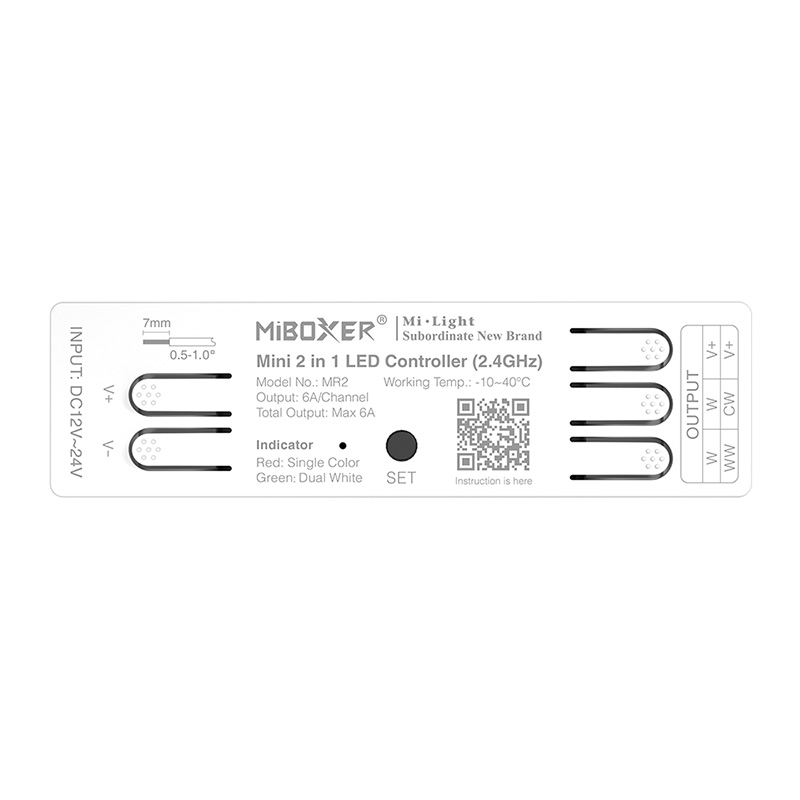 MR2 RF 6A 2 in 1 Mini dimmbarer CCT-LED-Streifen-Controller MR2 RF 6A 2 in 1 Mini dimmbarer CCT-LED-Streifen-Controller