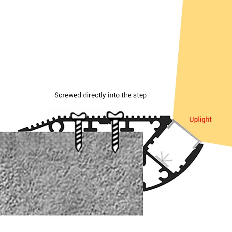 Uplight LED Stair Edge Lighting Profile For 12mm Strip Uplight LED Stair Edge Lighting Profile For 12mm Strip