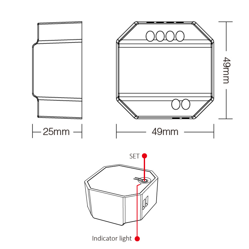 PUSH1-3 RF AC zu AC 3 Zonen LED Dimmbarer Lichtcontroller PUSH1-3 RF AC zu AC 3 Zonen LED Dimmbarer Lichtcontroller
