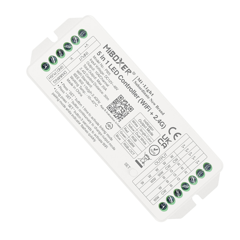 PW5 20A RF Dimmer Tuya WiFi 5v1 LED páskový ovladač PW5 20A RF Dimmer Tuya WiFi 5v1 LED páskový ovladač
