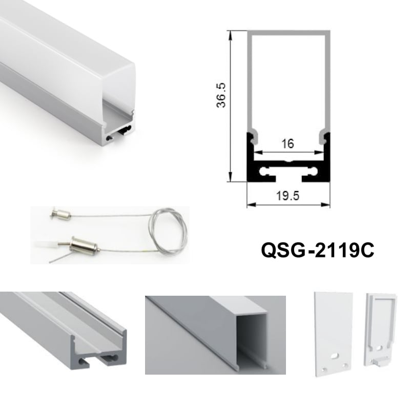 Suspended Aluminum LED Profile Channel For 16mm Double Row LED Strips Suspended Aluminum LED Profile Channel For 16mm Double Row LED Strips