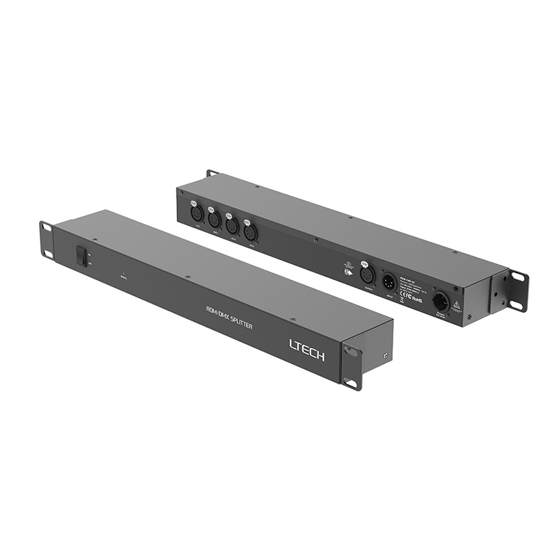 RDM-AMP-4E DMX 5pinový XLR izolovaný zesilovač signálu s nízkým zkreslením RDM-AMP-4E DMX 5pinový XLR izolovaný zesilovač signálu s nízkým zkreslením