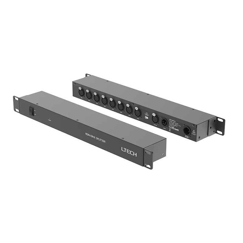 RDM-AMP-8E DMX RDM Neutrik 5pinový XLR přenosný zesilovač signálu RDM-AMP-8E DMX RDM Neutrik 5pinový XLR přenosný zesilovač signálu