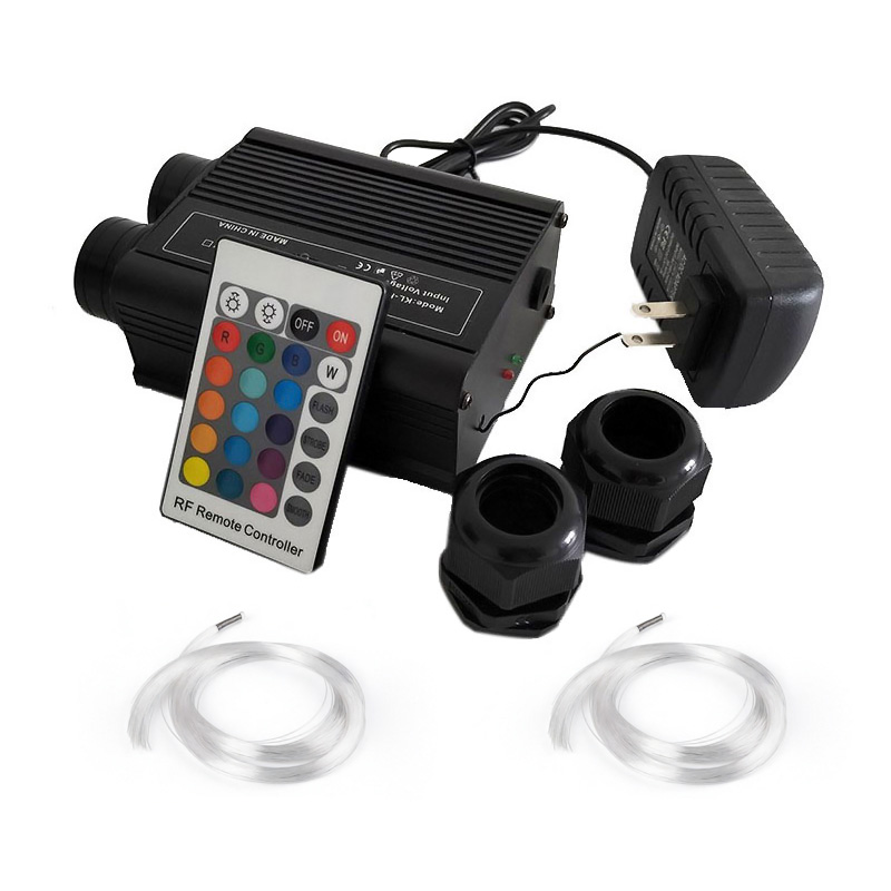 Double Head 32W RGBW 24key RF LED Fiber Optic Light Kit End Glow