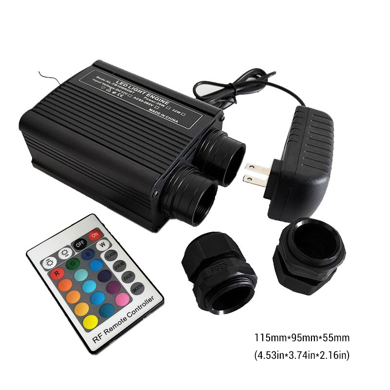 Double Head 32W RGBW 24key RF LED Fiber Optic Light Kit End Glow Double Head 32W RGBW 24key RF LED Fiber Optic Light Kit End Glow