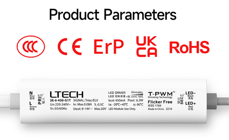 SE-6-350-G1T Flimmerfreier 6W 350mA CC Dimmbarer Triac LED-Lichttreiber