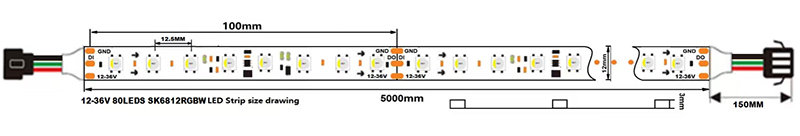 SK6812 RGBW LED-Bandgröße mit breiter Spannung