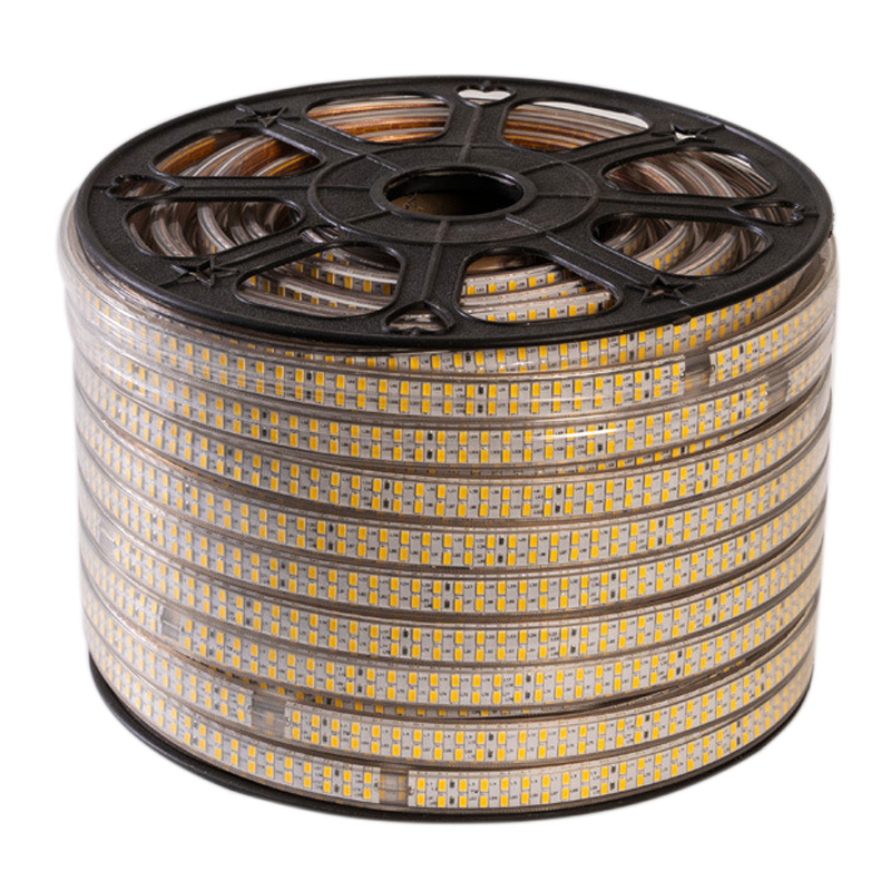 Zweireihige einfarbige Hochspannungs-LED-Streifen SMD3014, 110 und 220 V, wasserdicht IP67, 240 LEDs pro Meter, 50 und 100 Meter (164 und 328 Fuß) pro Rolle im Angebot