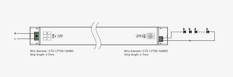 SN-60-24-G1N Kompaktní 24VDC 60W vnitřní nestmívatelný CV LED ovladač