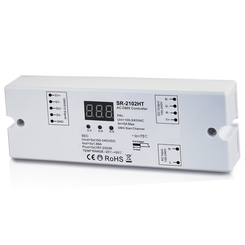 SR-2102HT AC 3CH Hochspannungs-RGB-LED-Streifen-DMX-Controller SR-2102HT AC 3CH Hochspannungs-RGB-LED-Streifen-DMX-Controller