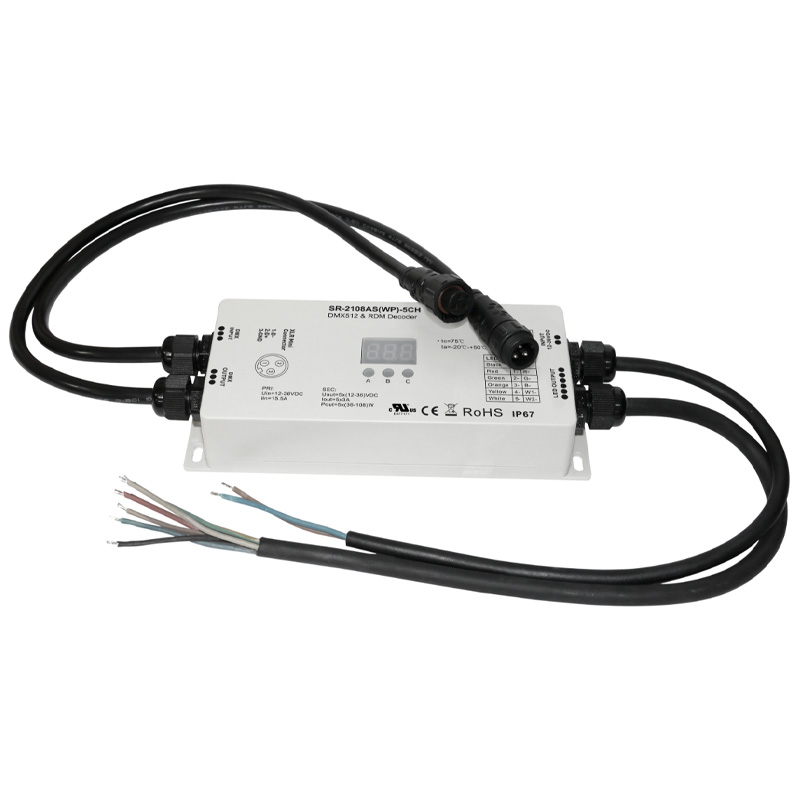 SR-2108AS(WP)-5C CV Vodotěsný RDM 5kanálový DMX dekodér