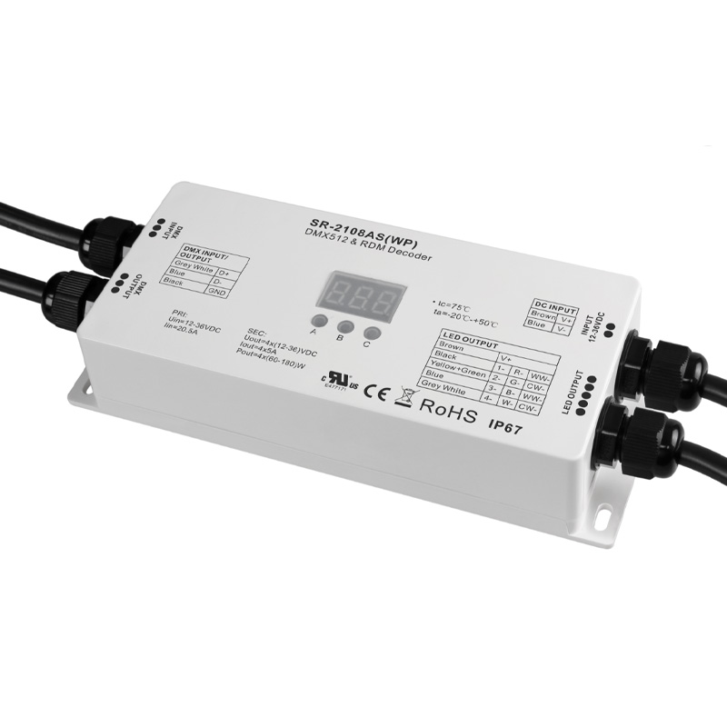 SR-2108AS(WP) CV Vodotěsný 4CH DMX512 a dekodér RDM